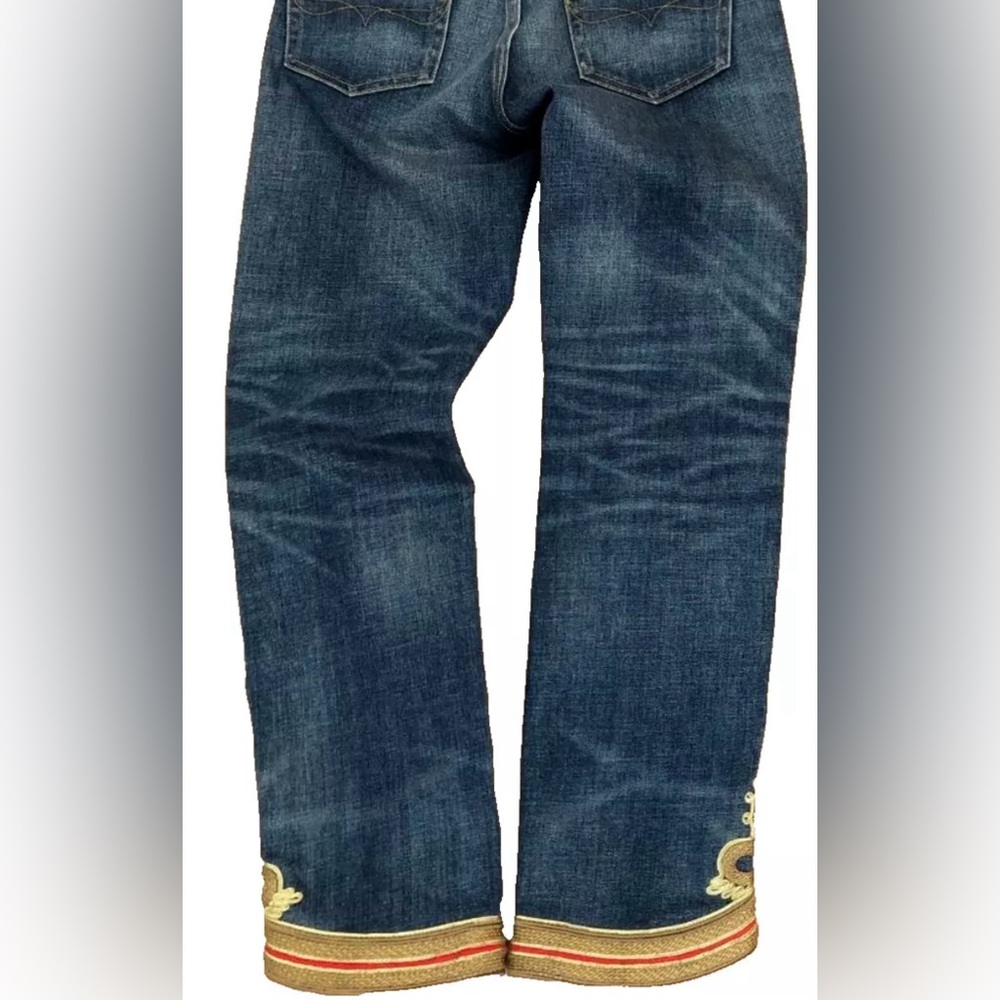 Polo Ralph Lauren Waverly straight crop Blue Denim Embroidered Jeans Size 27 GUC